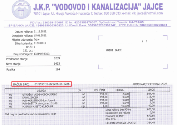 Gospod - broj računa